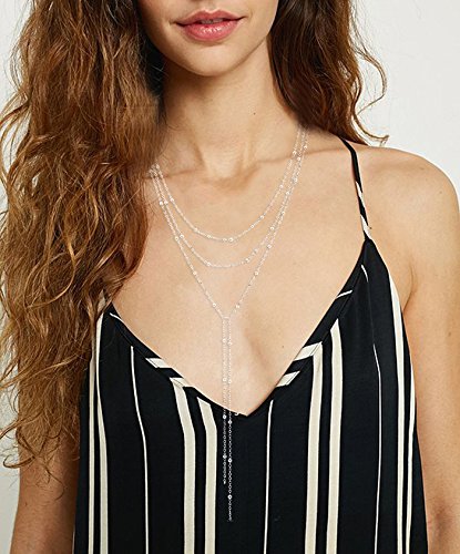 MOLOCH Layer Choker Long Chain Tassel Pendant Necklace Handmade Bead Station y Necklace Charm Chain Jewelry Necklace - color: silver