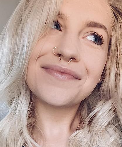 Longita Internally Threaded Septum Ring Silver Black Gold Septum Rings 16G Septum Piercing Surgical Steel Septum Jewelry Septum Nose Rings 16 Gauge Small Septum Ring Horseshoe with Replacement Balls - color: D1-silver+gold-8mm