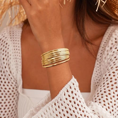 Wrapped Bracelets for Women,Leather Boho Bracelets for Women - color: Leather-Golden