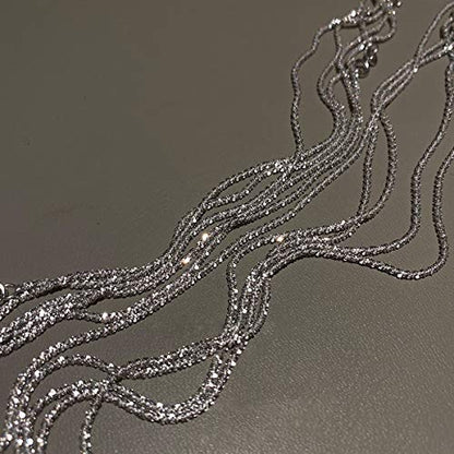 Ladytree S925 Sterling Silver Dainty Simple Choker Necklace,Rolo Chain,Adjustable 13 inches to 16 inches - style: 11_Gypsophila Chain Choker