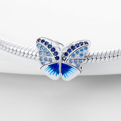 LNQOBU 925 Sterling Silver Charms for Bracelets Dangle Pendant fit Pandora Bracelets or Necklaces Jewelry Woman Gift Beads Charm (With one Spacer Beads) - style: 2PCS Butterfly Charms