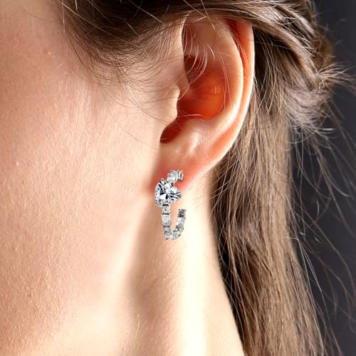 VOLUKA Cubic Zirconia Stud Earrings for Women - Hypoallergenic Earrings for Sensitive Ears - Simulated Diamond CZ - style: Heart 1