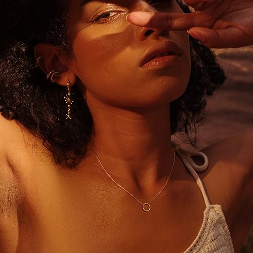 Fettero Pendant Necklace Gold Choker Layered Coin Open Karma Circle Full New Crescent Moon 14K Gold Plated Simple Dainty Necklaces for Women Jewelry Gift - style: Karma Circle