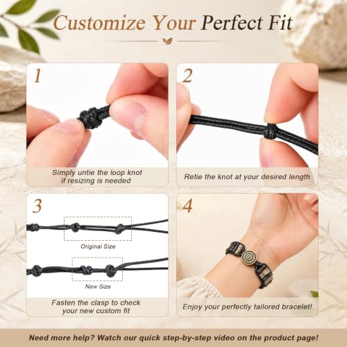 MOINSPIRE Boho Beaded Bracelets for Women - Adjustable Handmade Wrap Bracelet with Tube Natural Stone Beads, Colorful Beaded Strap Bohemian Jewelry Braided for Birthday Gifts - color: Black