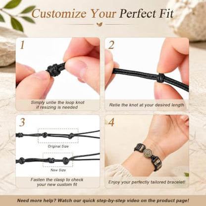 MOINSPIRE Boho Beaded Bracelets for Women - Adjustable Handmade Wrap Bracelet with Tube Natural Stone Beads, Colorful Beaded Strap Bohemian Jewelry Braided for Birthday Gifts - color: Black