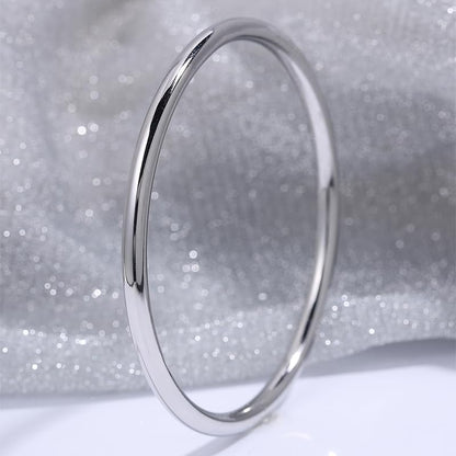 Minimal Silver Bangle for Women, Seamless Closed Stainless Steel Bracelet