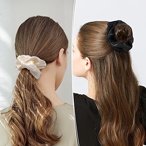 Scrunchies Hair Ties Elastics Bands Ponytail Holder Pack of Neutral Scrubchy Hair Accessories Women Girls (Big, 4 Color Mixed3) - color: Colorful