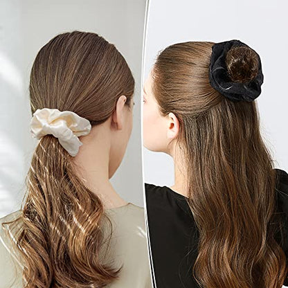 Scrunchies Hair Ties Elastics Bands Ponytail Holder Pack of Neutral Scrubchy Hair Accessories Women Girls (Big, 4 Color Mixed3) - color: Colorful