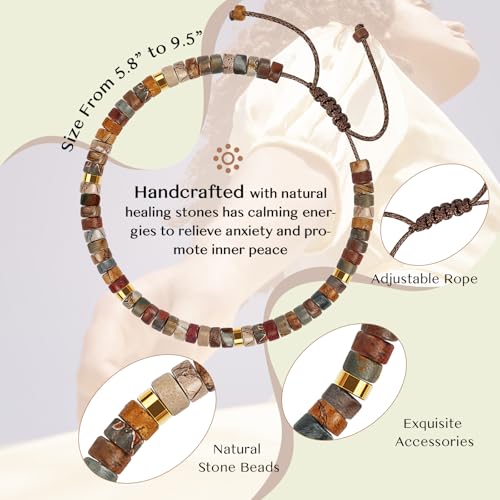 Inspirational Bracelet Gifts for Women, Natural Stone Beaded Bracelets | Thinking of You Get Well Soon Encouragement Healing Bracelets Christmas Day Birthday Gifts for Women Friends Sister - color: A-B JASPER STONE-YOU ARE