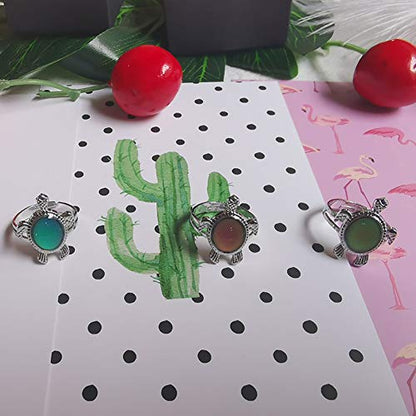 Turtle & Heart Adjustable Mood Rings Color Changing Ring for Kids Boy Girl | Childrens Mood Jewelry