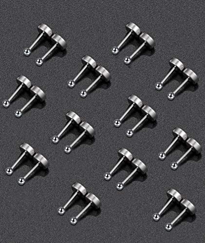 Tornito 10 Pairs Tiny Cartilage Stud Earrings Stainless Steel Small Round CZ Ball Barbell Stud Earrings Tragus Piercing Earring Set for Men Women Screw Flat Back 20G - style: B:10 Pairs,Ball