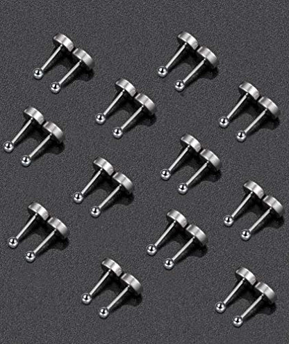 Tornito 10 Pairs Tiny Cartilage Stud Earrings Stainless Steel Small Round CZ Ball Barbell Stud Earrings Tragus Piercing Earring Set for Men Women Screw Flat Back 20G - style: B:10 Pairs,Ball