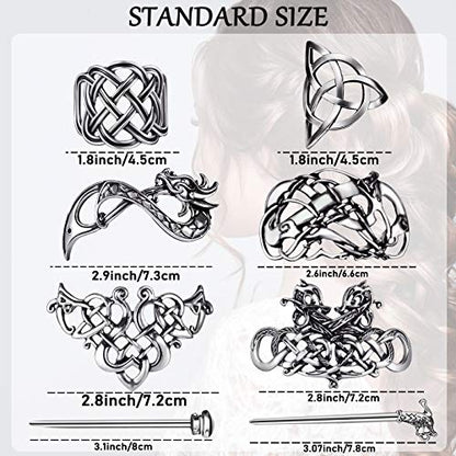 Syhood 6 Pieces Retro Silver Viking Celtic Alloy Hair Clips - Hair Accessories for Women Girls - style: Retro