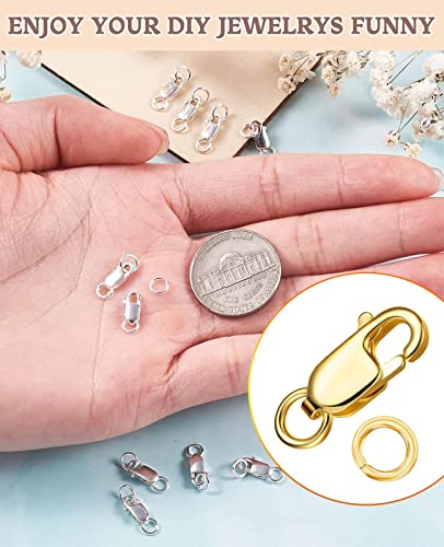Kcctoo Silver Lobster Claw Clasp with Closed Jump Rings 14K Gold Necklace Clasps and Closures for Jewelry Making, Made in Italy 12mm(0.47inch) (8pcs Gold and Silver) - color: 8pcs Gold and Silver