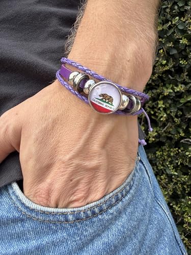 World Cup National Team Soccer Fan Bracelet – Faux Leather – Sports Fashion Jewelry - color: California Purple
