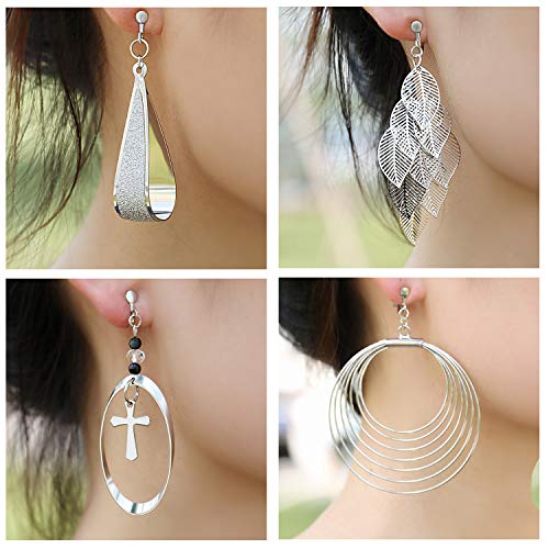 15 Pairs Wholesale Clip on Earrings for Women Trendy,Lightweight Clipon Earrings for Women in Silver Tone - style: #2-Silver earrings