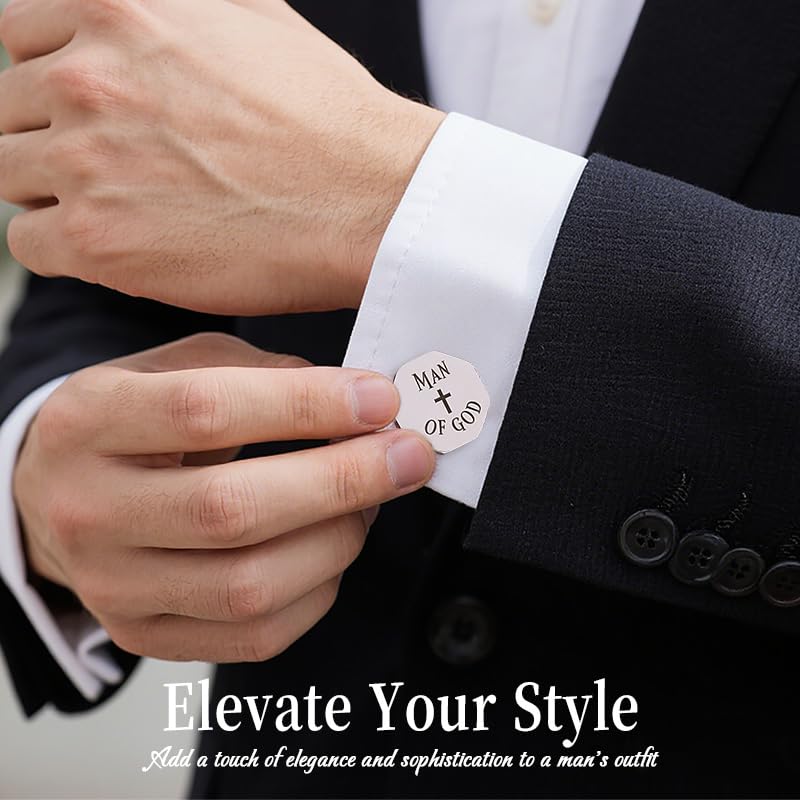 Religious Cufflinks for Men Christian Gifts for Dad Son Grandpa Fathers Day Gift for Husband Uncle Man Of God - style: man of god 04