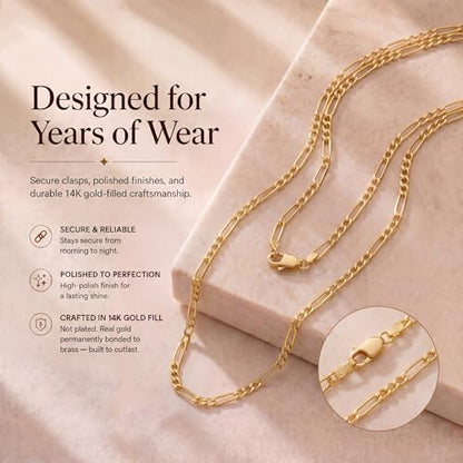 14K Gold Filled Paperclip Chain Necklace for Women – Hypoallergenic Tarnish Resistant Layering Necklace – 16 to 22 Inch - color: Paperclip Alternating 20" - 3mm