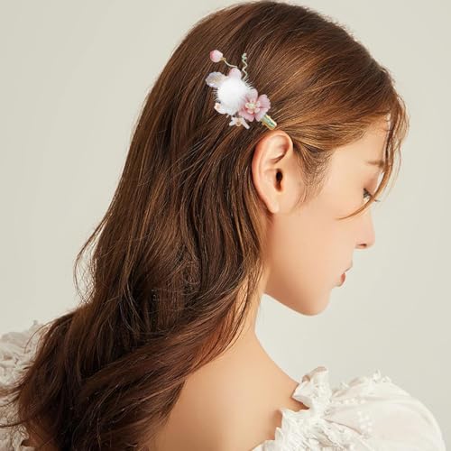 Wedding Hair Clips, Crystal Hair Pins Pearl Rhinestone Hair Barrettes, Bridal Flower Hair Pieces Pearl Headpieces Hair Accessories for Women Girls (Pink&Gray) - color: Pink&Gray