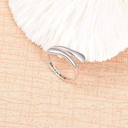 Fookduoduo 925 Sterling Silver Ring Inspirational Jewelry adjustable Wrap Open Rings for Women - style: Believe in You Like I Do