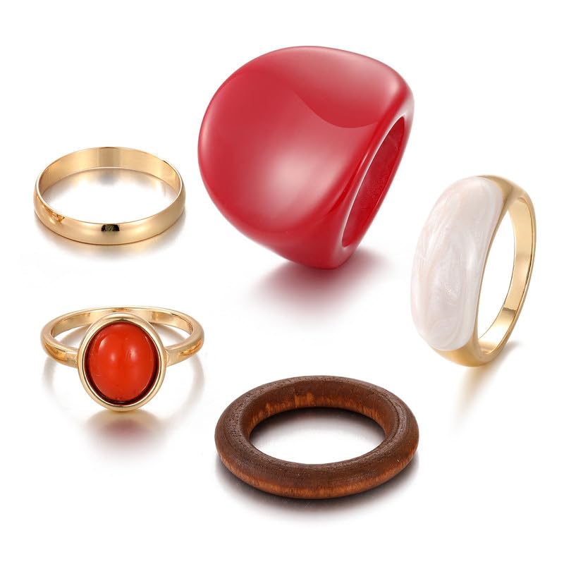 Chunky Stackable Rings Set For Women Open Adjustable Bold Thick Geometric Knuckle Rings Minimalist Statement Jewelry Gift - style: boho style