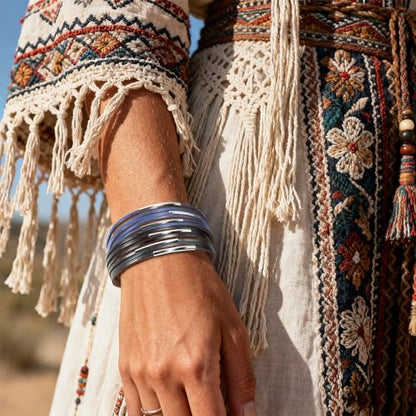 Wrapped Bracelets for Women,Leather Boho Bracelets for Women - color: Leather-Grey