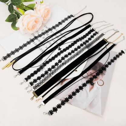 Choker Necklace for Women, Choker Necklaces for Woman, Black Choker, Chokers for Women - color: Black 10pcs