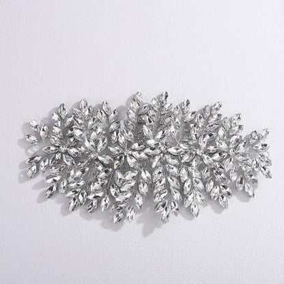 Bridal Rhinestone Hair Comb Large Rhienstone Wedding Headpiece Handmade Crystal Hair Comb for Bride Wedding Hair Accessories for Women (silver) - color: silver