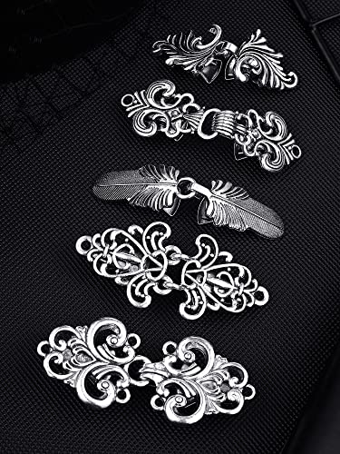 Syhood 5 Pieces Shawl Clips Cloak Clasp Cardigan Sweater Clips Vintage Collar Retro Cloak Brooches and Silver Shawl Pins - style: Novel Style