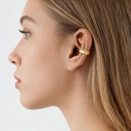 Bemoly Ear Cuff Earrings for Women 14K Gold Plated Cubic Zirconia Dangle Huggie Ear Cuffs Non Piercing | Clip On Cartilage - style: H-1 Row cz-Pair