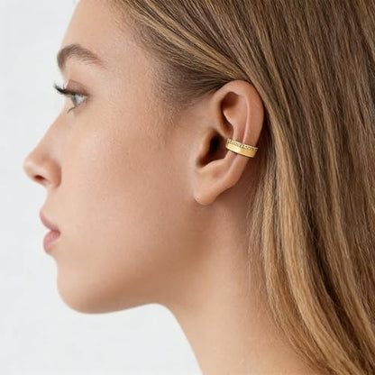 Bemoly Ear Cuff Earrings for Women 14K Gold Plated Cubic Zirconia Dangle Huggie Ear Cuffs Non Piercing | Clip On Cartilage - style: H-1 Row cz-Pair