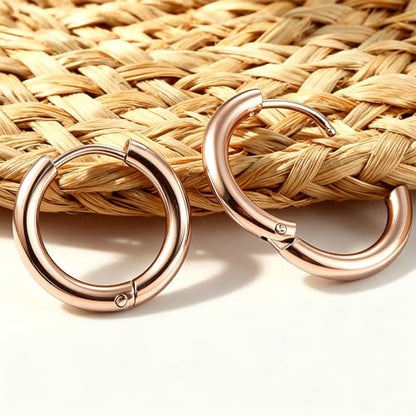 4 Pairs Small Gold Silver Huggie Hoop Earrings for Women Surgical Steel Set | 14K Gold Plated 316L Stainless Steel, 6/8/10/12 mm, Hypoallergenic, Lightweight, Mini Jewelry - color: Rose Gold/4 Pairs