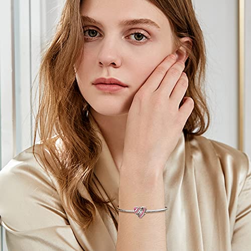 COMORE Birthstone Heart Charms for Charms Bracelet-925 Sterling Silver Love Heart Bead Charms for Bracelets and Necklaces, Birthday Gifts for Women. - style: July