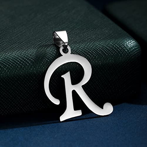 Stainless Steel Initial Letter Connector Charms Alphabet Pendant Diy Craft for Jewelry Making Necklaces Bracelets Keychain - color: Stainless Steel R