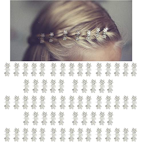 Mini Glitter Teeth Rhinestone Flower Hair Accessories - No-Slip Grip Metal Jaw Clamps in Mix Colors for Girls Women (Silver-White Crystal) - color: Silver-White Crystal