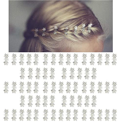 Mini Glitter Teeth Rhinestone Flower Hair Accessories - No-Slip Grip Metal Jaw Clamps in Mix Colors for Girls Women (Silver-White Crystal) - color: Silver-White Crystal