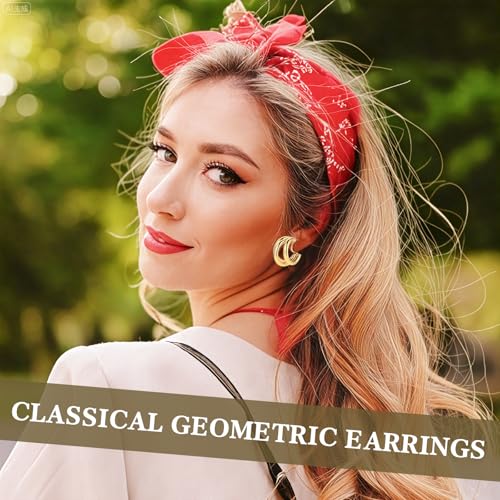5 Pairs Gold Clip On Hoop Earrings for Women, Stylish Chunky Gold Hoops Earrings Set Golden Clip on Earring No Piercing Fake Earring Set