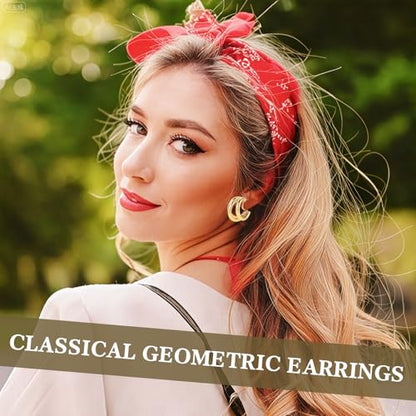 5 Pairs Gold Clip On Hoop Earrings for Women, Stylish Chunky Gold Hoops Earrings Set Golden Clip on Earring No Piercing Fake Earring Set