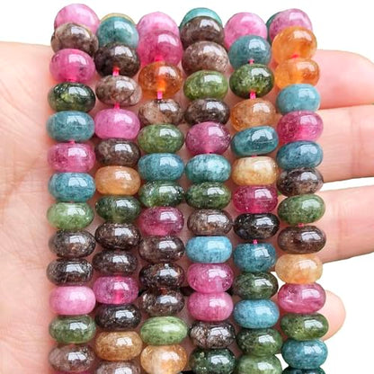 Songxi 5x8mm Dark Tourmaline Rondelle Beads, 75PCS Spacer Round Loose Abacus Beads for Jewelry Making, Gemstone for Bracelet Necklace Earrings, Arts and Crafts - color: Dark Tourmaline