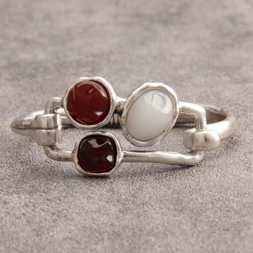 Gold Cuff Bracelet for Women Chunky Bracelet Statement Bracelet | Chunky Bangle Bracelets for Women Silver Beaded Open Bangle Stackable Stretch Bead Bracelet Boho Jewelry Gift for Wife Couple - style: Silver Bangle Bracelets
