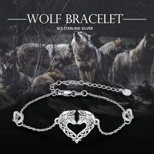 Animal Bracelet for Women 925 Sterling Silver Celtic Dragon/Horse/Wolf Bracelet Adjustable Bracelet Cute Animal Jewelry Gift for Women - style: Wolf Bracelet