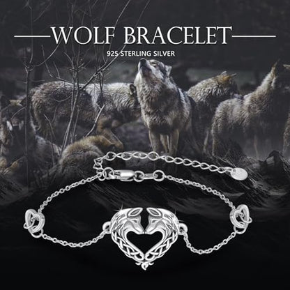 Animal Bracelet for Women 925 Sterling Silver Celtic Dragon/Horse/Wolf Bracelet Adjustable Bracelet Cute Animal Jewelry Gift for Women - style: Wolf Bracelet