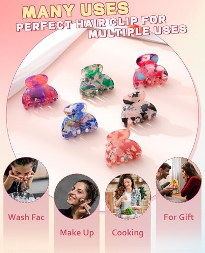 Molans 12 Pcs Small Hair Clips Mini Claw Jaw Clips Women Girls Thin Hair | Tiny Short Acrylic Cute Clips Non Slip Little Hair Accessories Clamps for Half Updo Styling Fine Hair Bangs Kids Toddlers - color: Flower#1