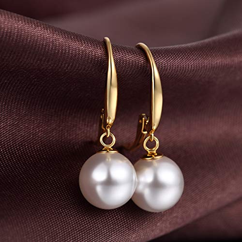 Pearl Earrings for Women Pearl Leverback Earrings 925 Sterling Silver - color: C3-yellow-leverback