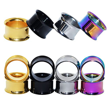 Qmcandy 18pcs or 8pcs 8g-5/8 in Organic Stone & Stainless Steel Mixed Ear Tunnels Stretching Plugs Piercing - color: 4 pair 8g(3mm)