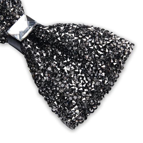 DiBanGu Mens Rhinestone Bow Tie with Ring and Lapel Pin Set | Adjustable Strap,Pre-tied Style,3PCS,Sequin Diamond Bowties，Solid/Mix Color,Shiny Accessory,for Party Prom Banquet Wedding - color: Dark Grey