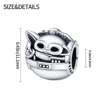 LIGHTDOG 925 Sterling Silve Charms fits Pandora Bracelets Necklace,5A Zircon Dangle Pendant Bead,Mother's Day Gift Jewelry Beads for Women - style: The Child,Yoda Charm