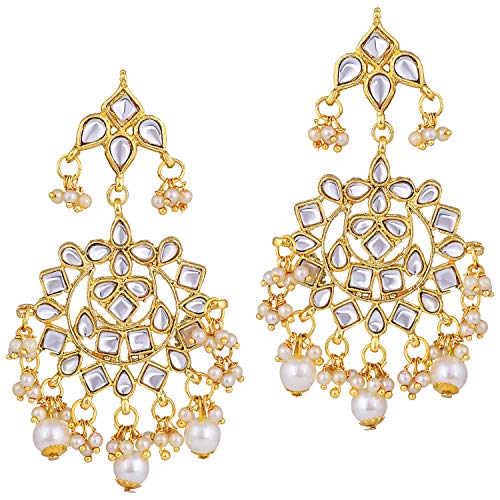 Aheli Elegant Indian Faux Kundan Studded Choker Necklace with Maang Tikka Set Ethnic Wedding Wear Bharatanatyam jewellery set Gift for Women - color: White