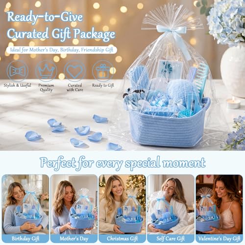 20 Pcs Gift Basket for Women Hair Care Pack Includes Self Care Beauty Set Hair brush Set for Women, Mom Friend Sister Wife Grandma Girlfriend Daughter(Blue) - color: Blue