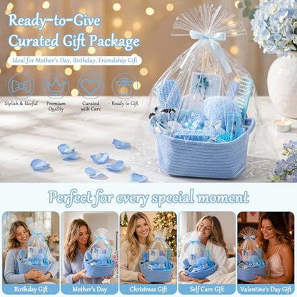 20 Pcs Gift Basket for Women Hair Care Pack Includes Self Care Beauty Set Hair brush Set for Women, Mom Friend Sister Wife Grandma Girlfriend Daughter(Blue) - color: Blue
